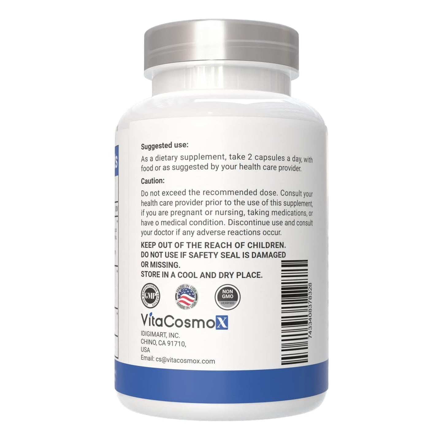 VitaCosmoX Probiotic 60 Billion CFU with Prebiotics and Enzymes, Capsule, 1 Count, 100% Vegetarian, Non-GMO & Gluten Free