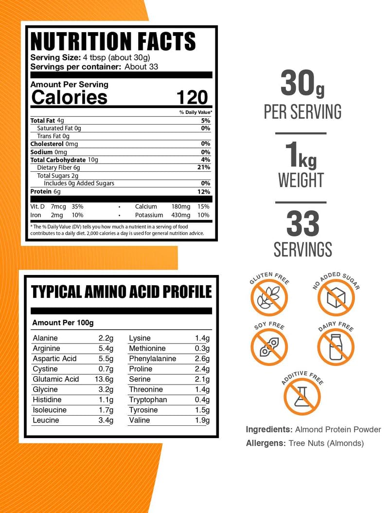 BulkSupplements Almond Protein Powder 35.2