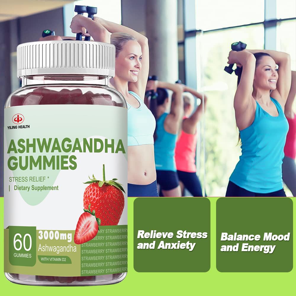 YiLing Ashwagandha Gummies, 60 Count, 3000 mg High-Potency Ashwagandha Root Extract