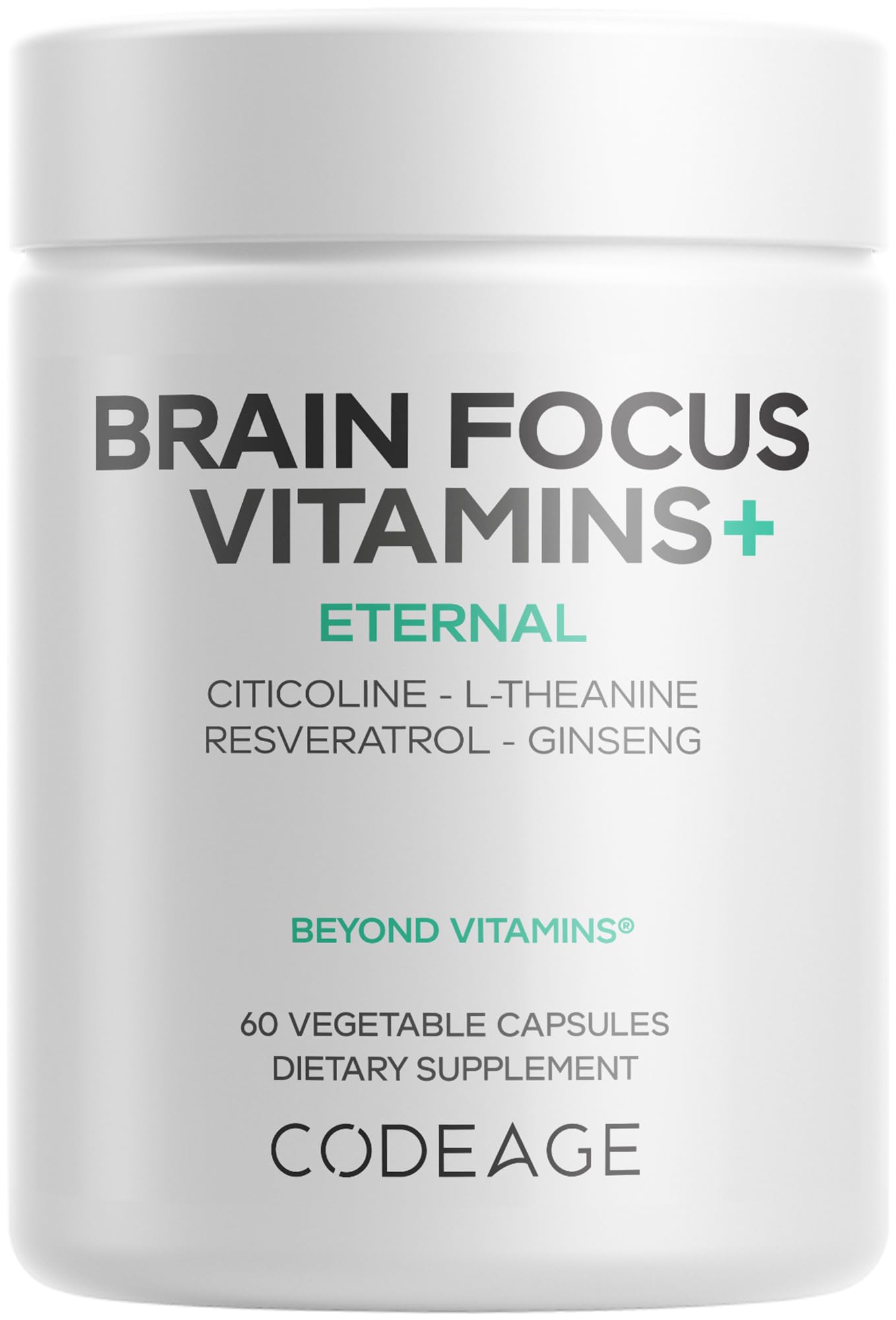 Codeage Brain Focus Vitamins+ Citicoline Cognizin Ginseng 60 Capsules