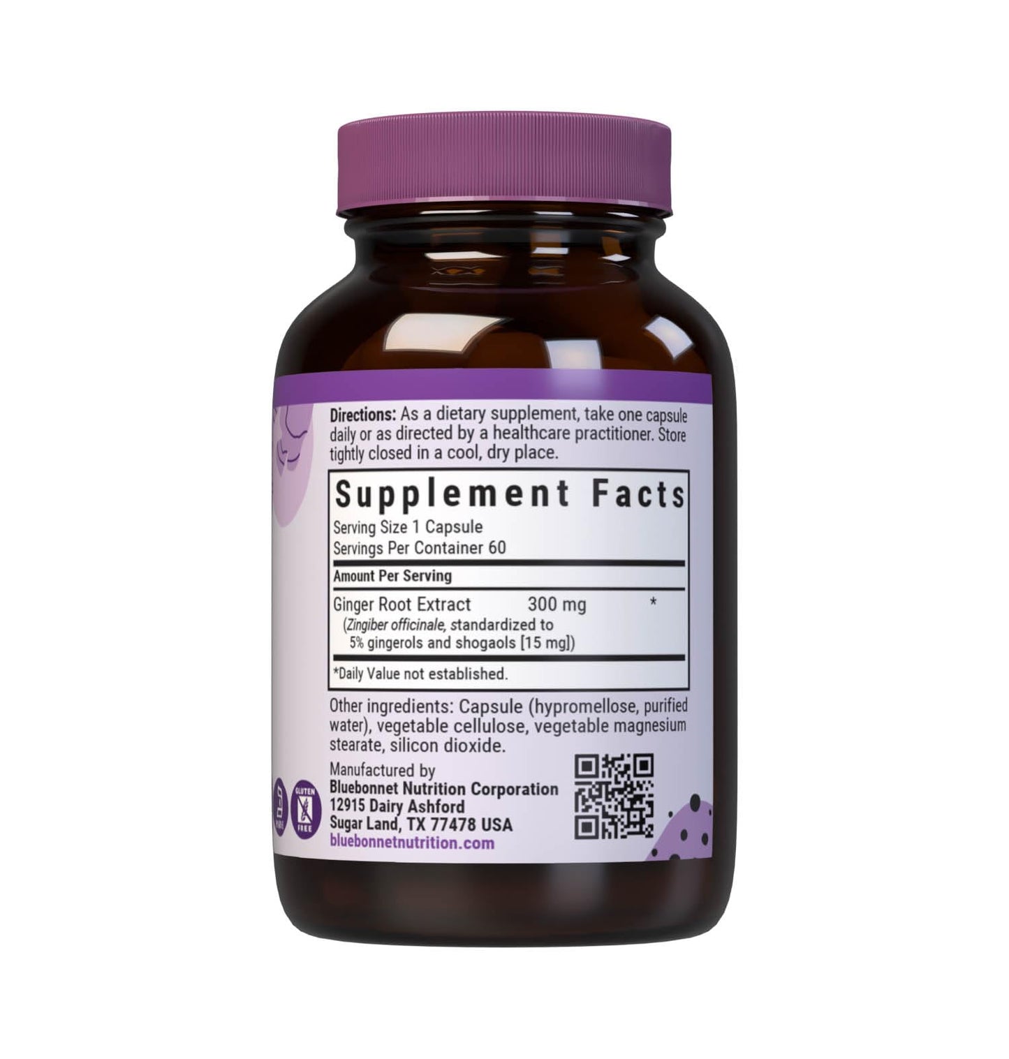 BlueBonnet Ginger Root Extract Supplement, 60 Capsules