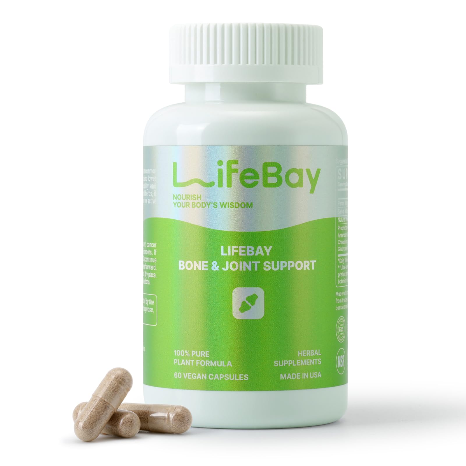 LifeBay Bone & Joint Support with Notoginseng & Salvia, 60 Vegan Capsules