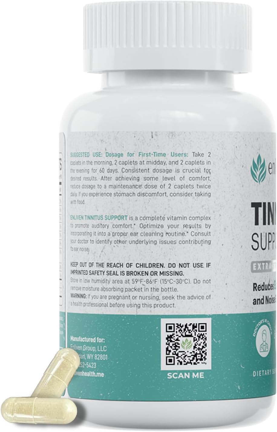enliven Tinnitus Relief Pills Ear Ringing Support B12 Inositol Capsules, 360 Count