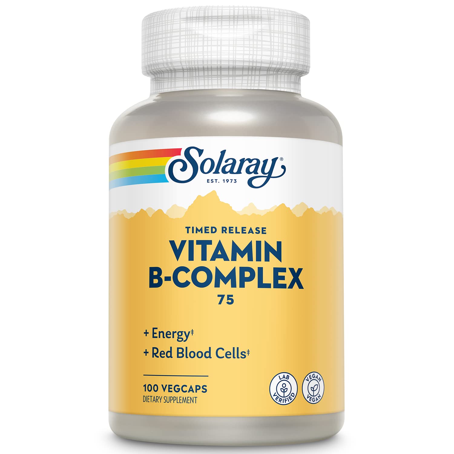 Solaray Vitamin B-Complex 75mg Two-Stage Timed-Release Capsule, 100 CT