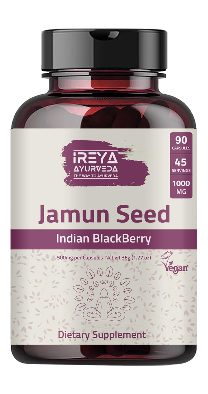 Ireya Ayurveda Jamun Seed Capsules 1000 mg, 90 Capsules