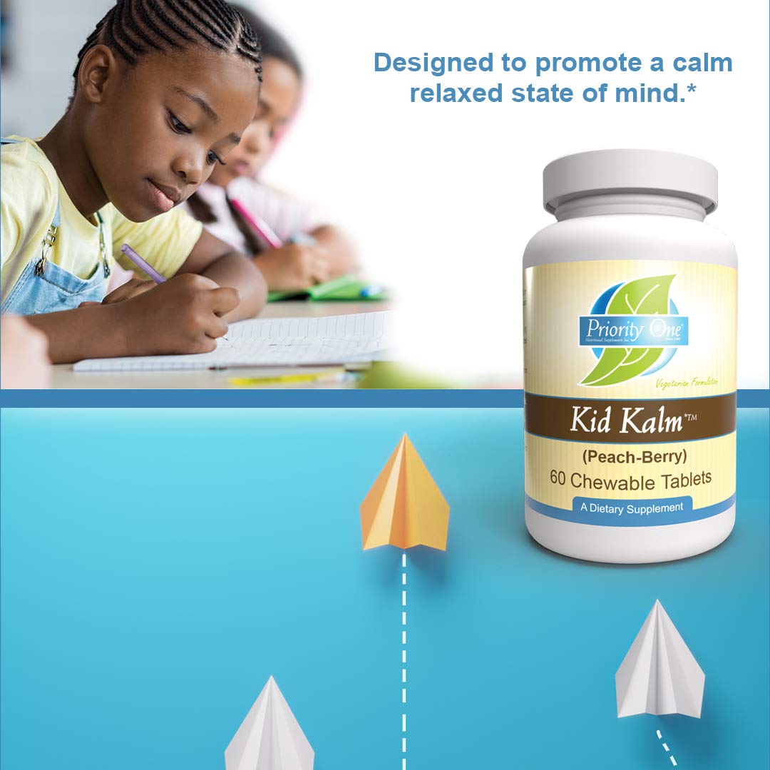 Priority One Kid Kalm (Kinder Calm) Peach-Berry Flavor Capsules 60-count