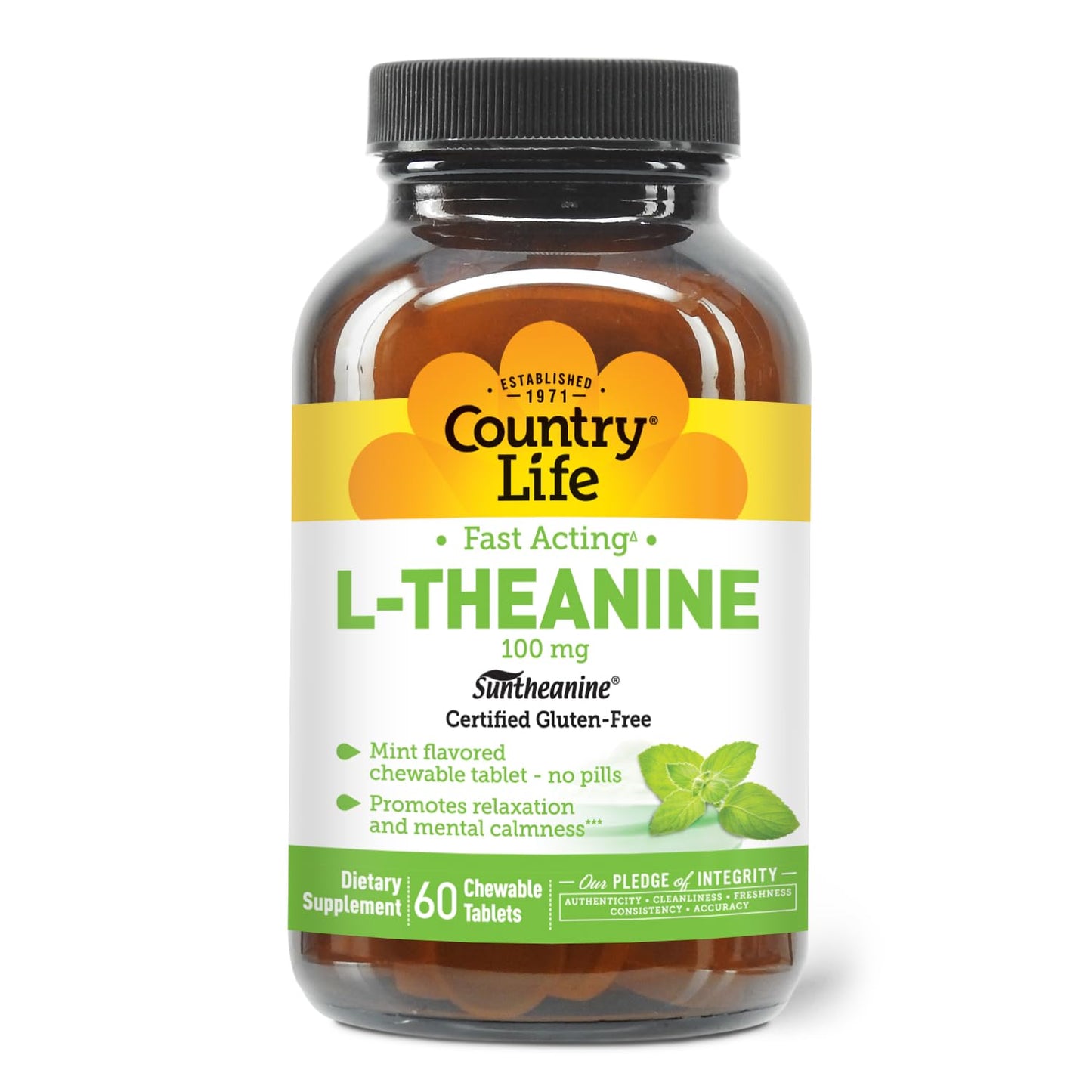 Country Life L-Theanine Fast-Acting 100mg Tablets, 60 Count