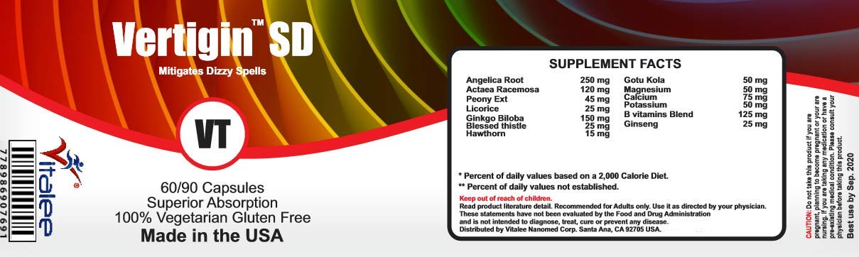 Vitalee Nanomed Vertigin SD- Vertigo Supplement Capsule, 60 Count