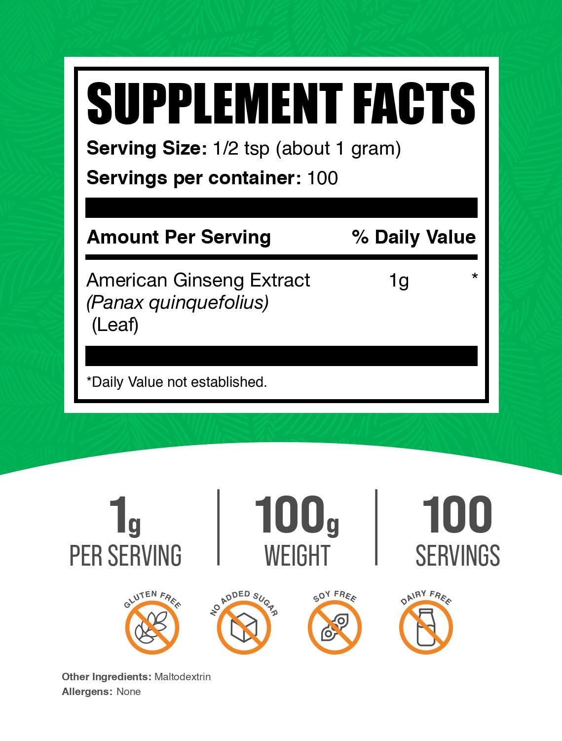 BulkSupplements American Ginseng Extract Powder, 3.5 oz