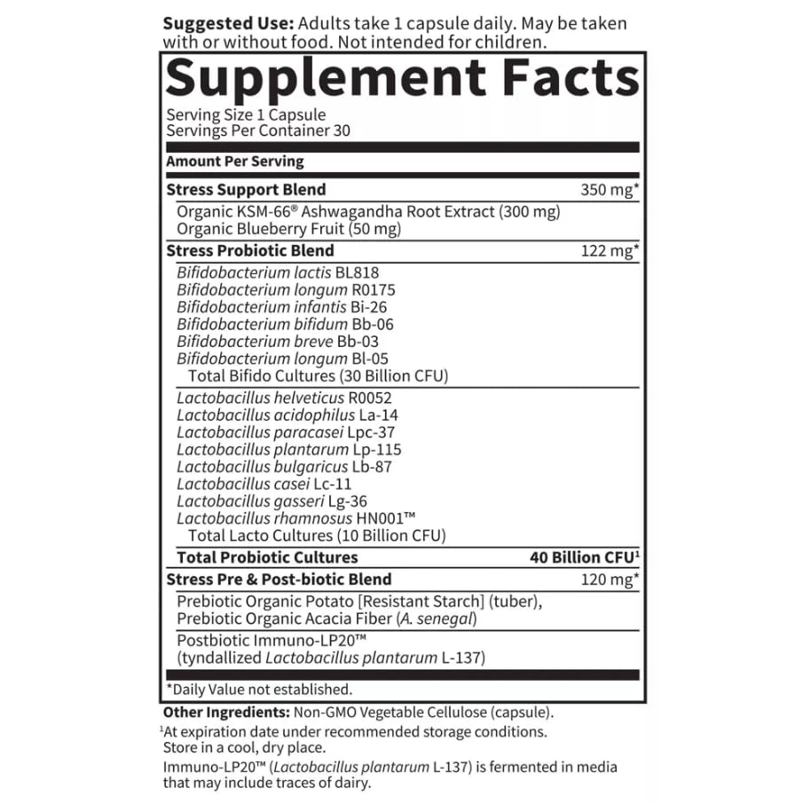 Garden of Life Probiotic Supplement Dr. Formulated Digestive + Stress Capsules, 30 Count