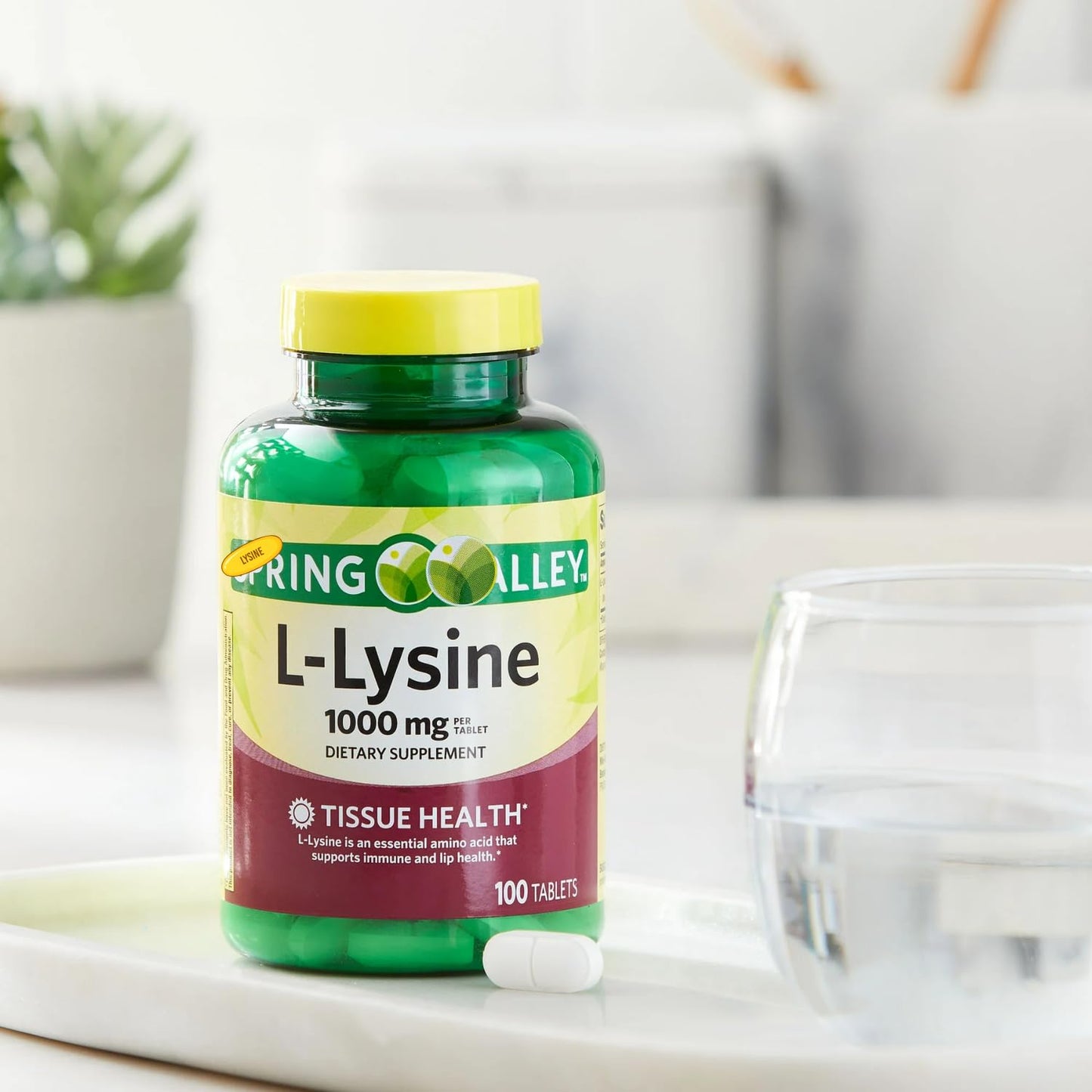 Generic L-Lysine 1000mg Amino Acid Lysine Supplement Tablet, 100 Tablets