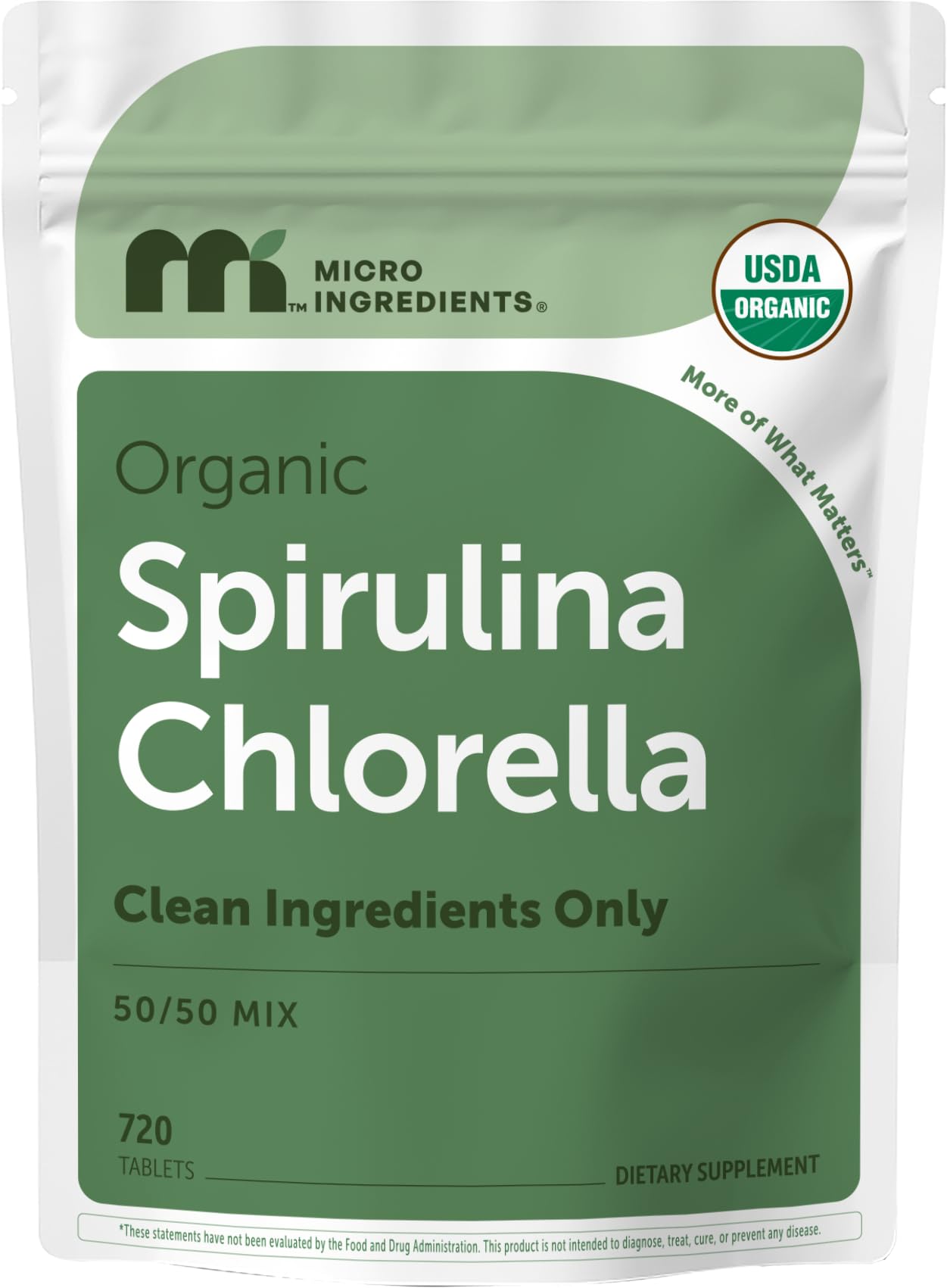 Micro Ingredients Organic Spirulina Chlorella Tablets, 720 Tablets