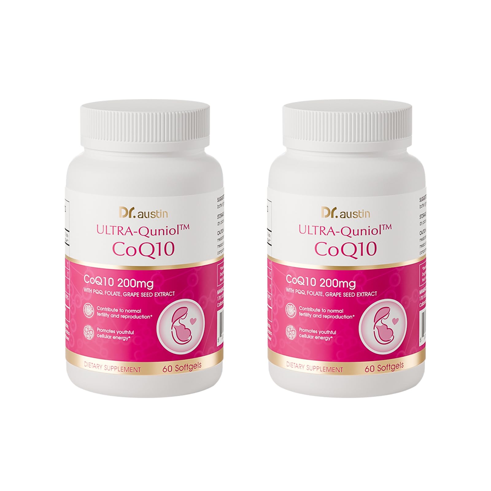 DR.AUSTIN Coenzyme Q10 Preparation for Pregnancy Reduction 200mg Mitochondrial PQQ Folic Acid Capsules, 120 Capsules