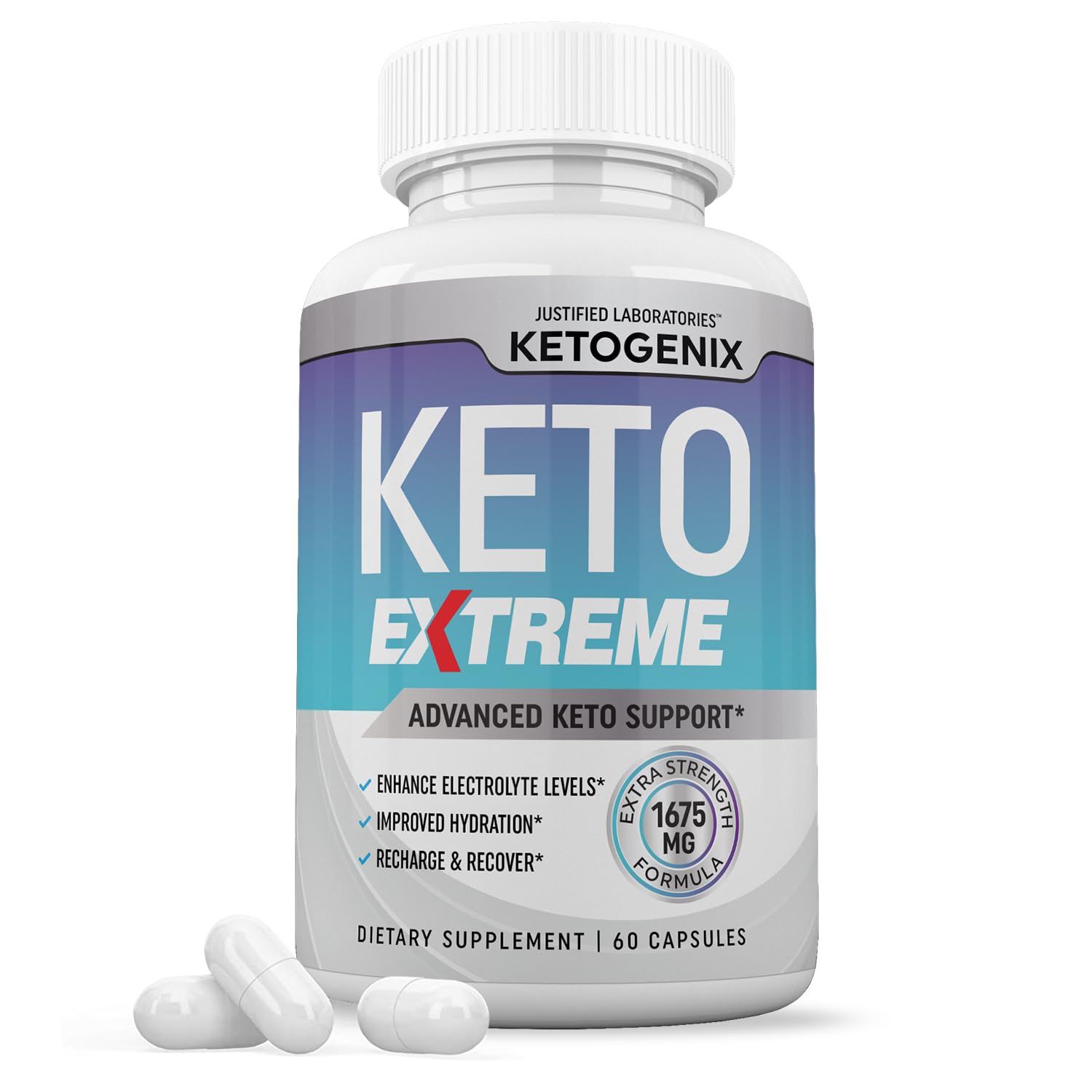 Justified Laboratories Ketogenix Extreme Keto Pills 1675MG New & Improved Formula Contains Apple Cider Vinegar Extra Virgin Olive Oil Powder Green Tea Leaf 60 Capsules