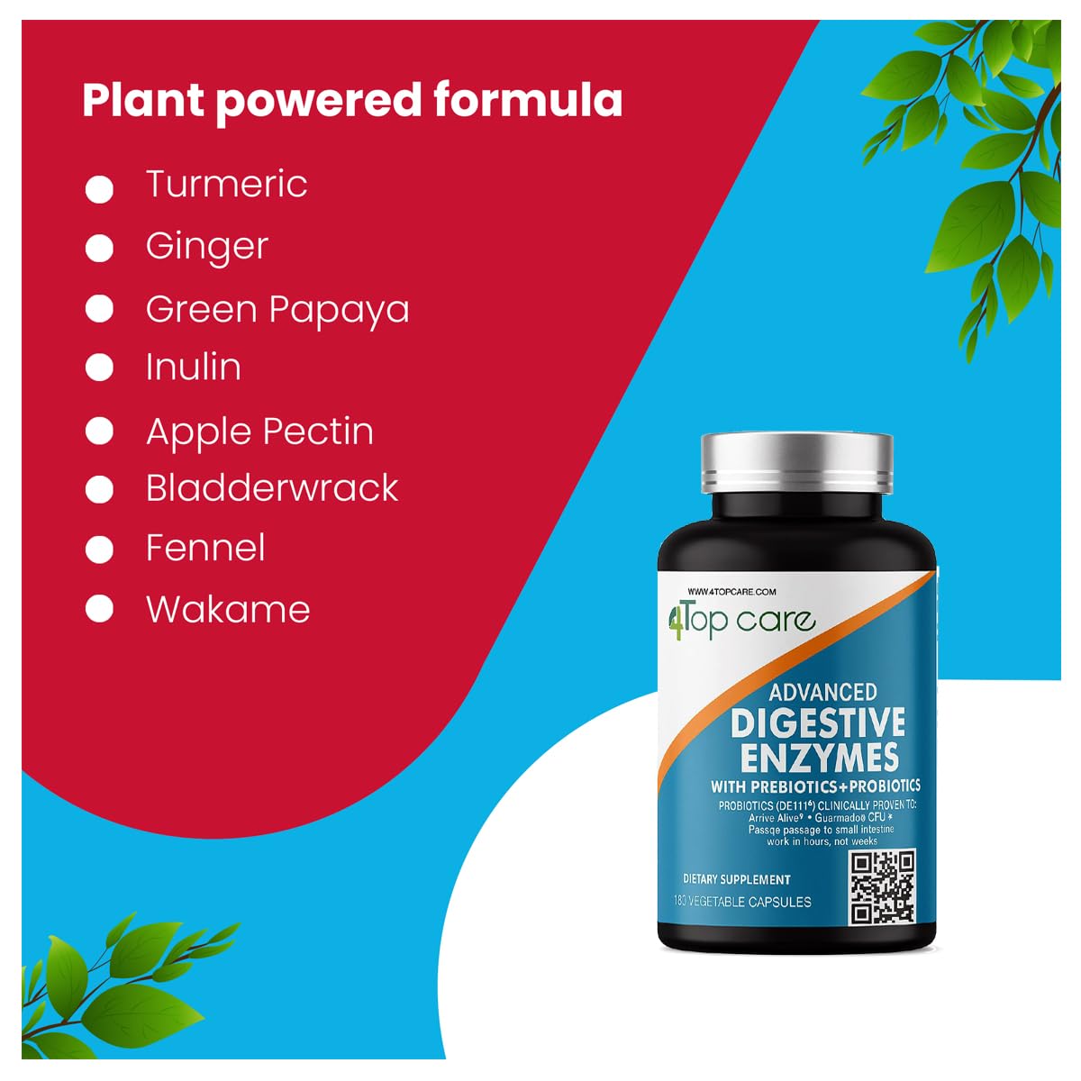 4 TOP CARE H4U Digestive Enzymes Capsules 180 Capsules