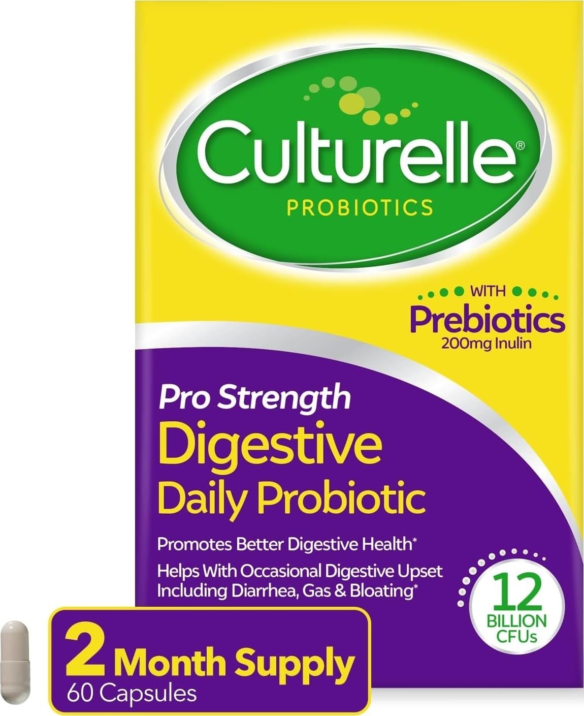 Culturelle Pro Strength Probiotics for Digestive Gut Health Capsule 60 Count