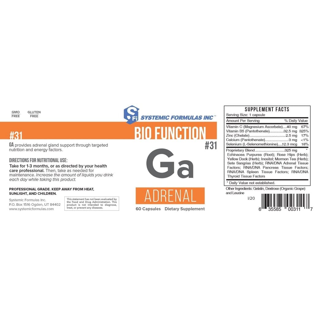 Systemic Formulas Adrenal Capsule 60 Count