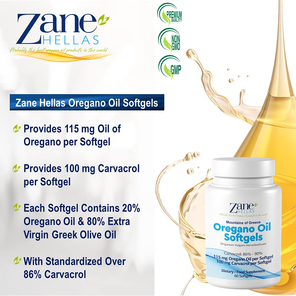 Zane Hellas Oregano Oil Softgels, 60 Softgels