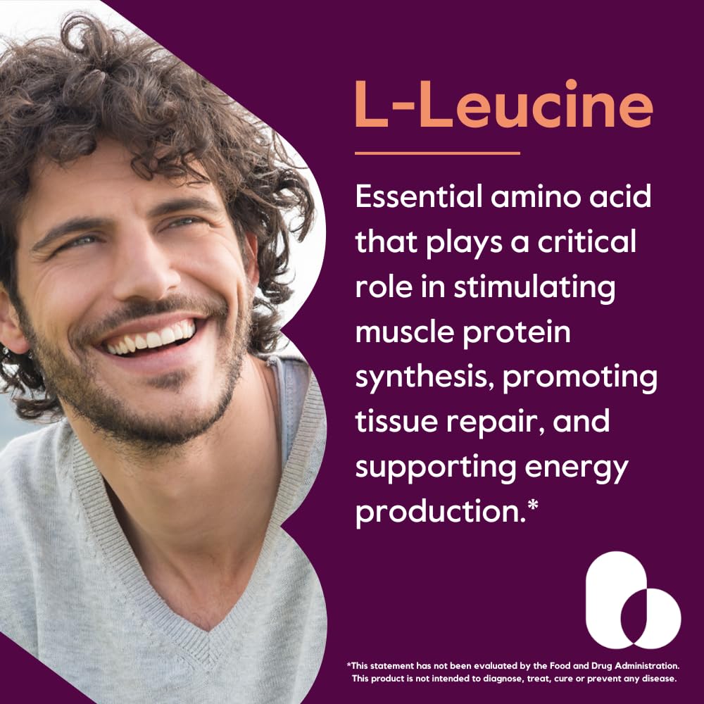 BESTVITE Filler-Free L-Leucine 500mg Capsules, 240 Count