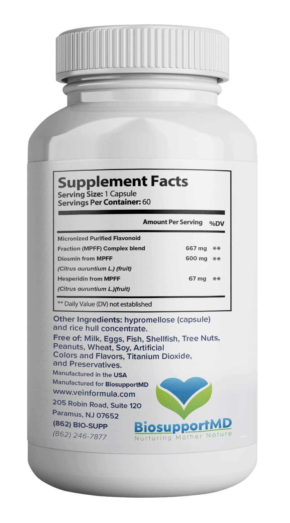 VITASUPPORTMD Vein Formula Blood Circulation and Leg Vein Supplement Capsule 60 Count