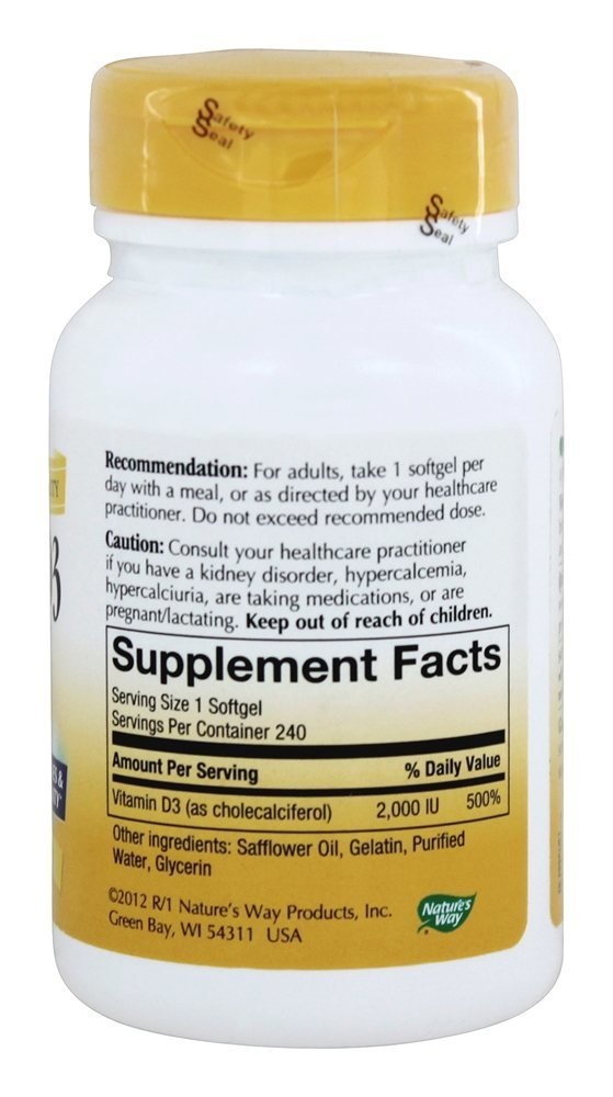 Nature's Way Vitamin D-3 2000 IU Softgels, 240 Count