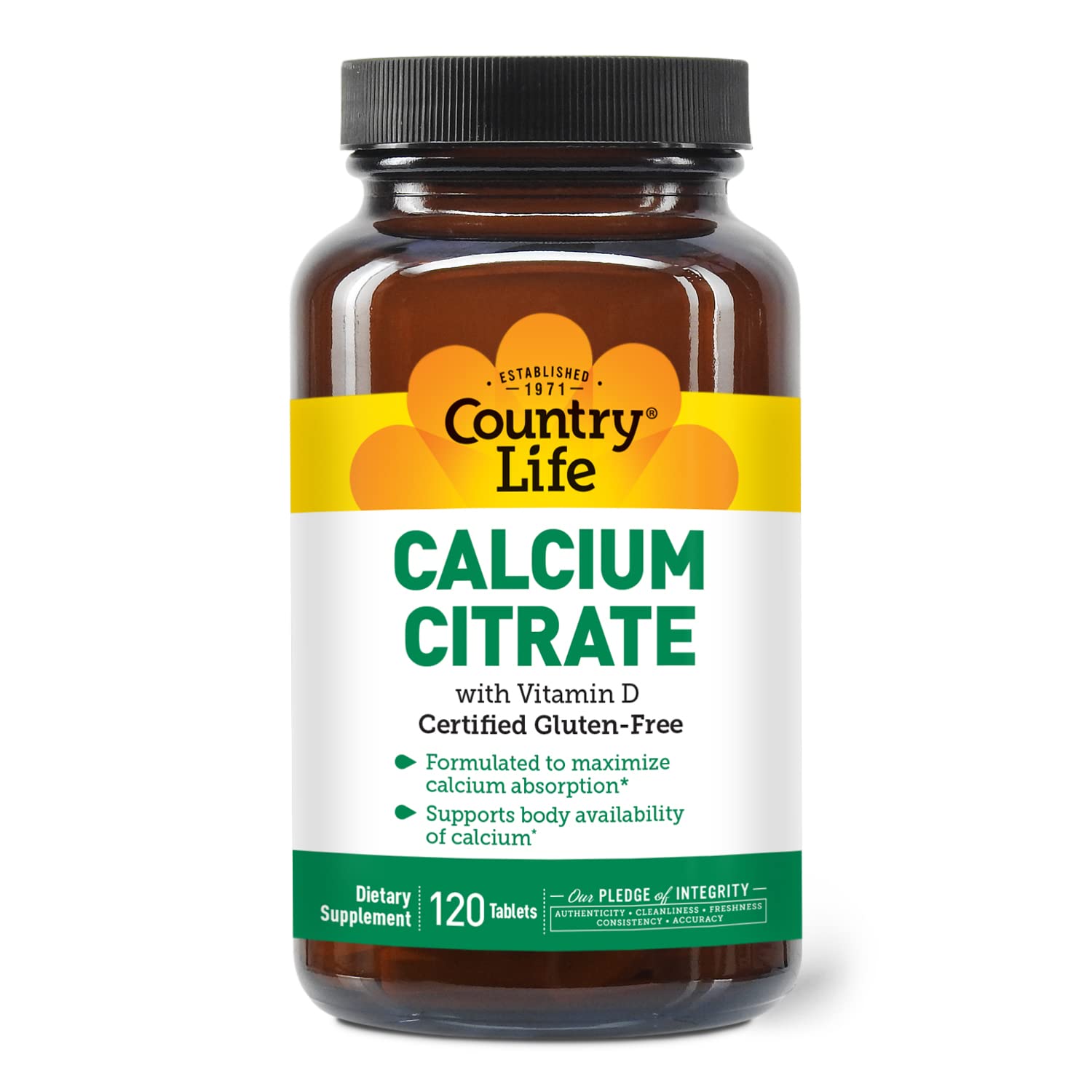 Country Life Calcium Citrate with Vitamin D 500mg Tablet, 120 Tablets