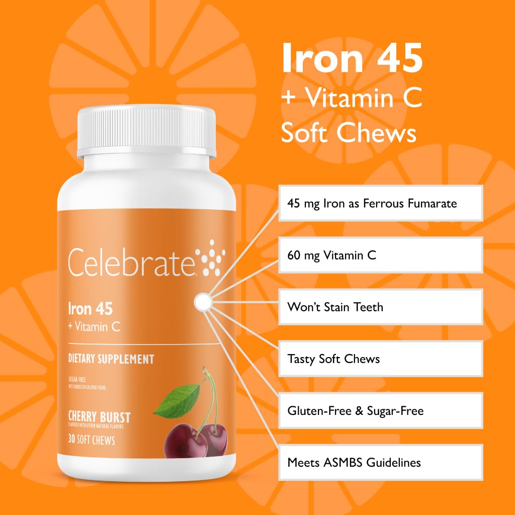 Celebrate Bariatric Supplements Iron Supplement with Vitamin C Gummy 30