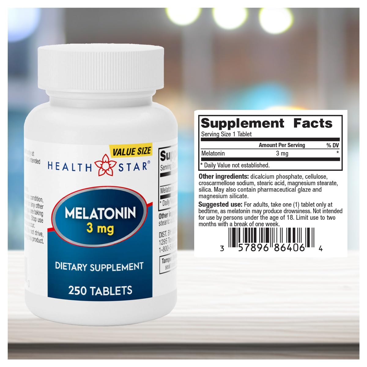 GeriCare Melatonin 3mg Tablets, 250 Count