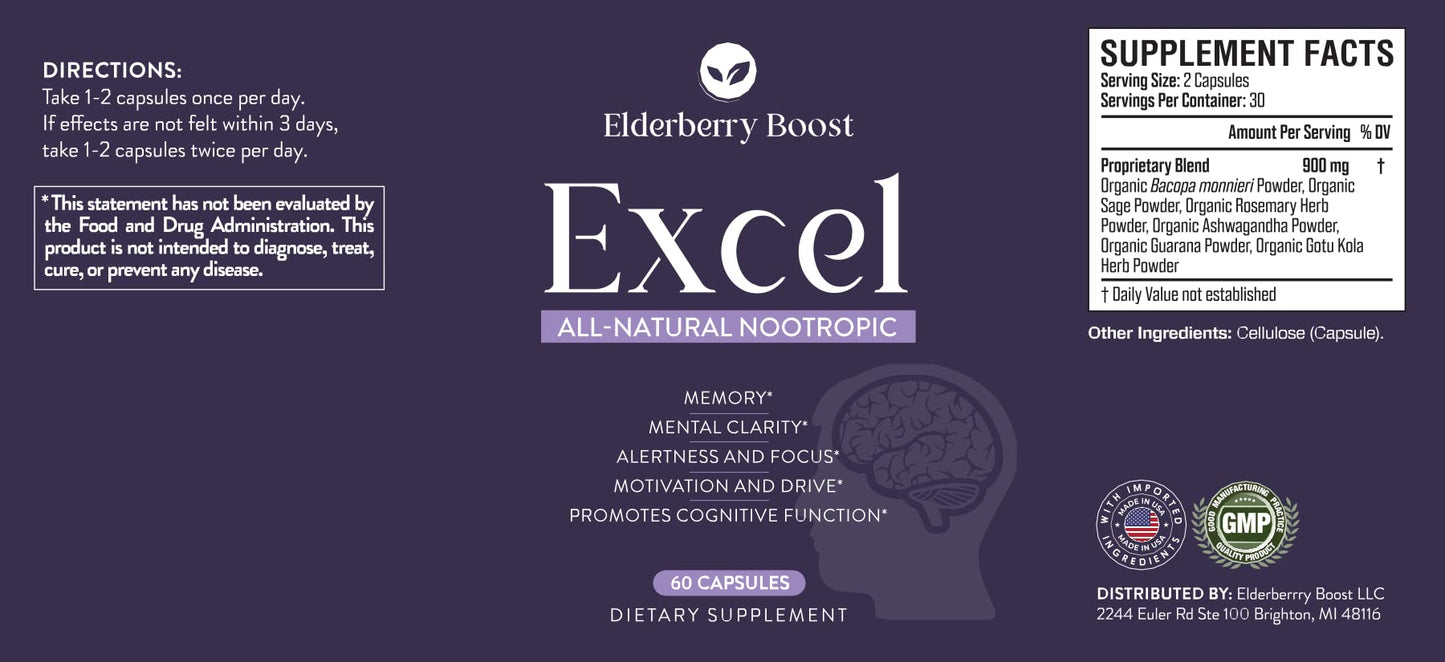 Elderberry Boost Excel Capsules 60 Count