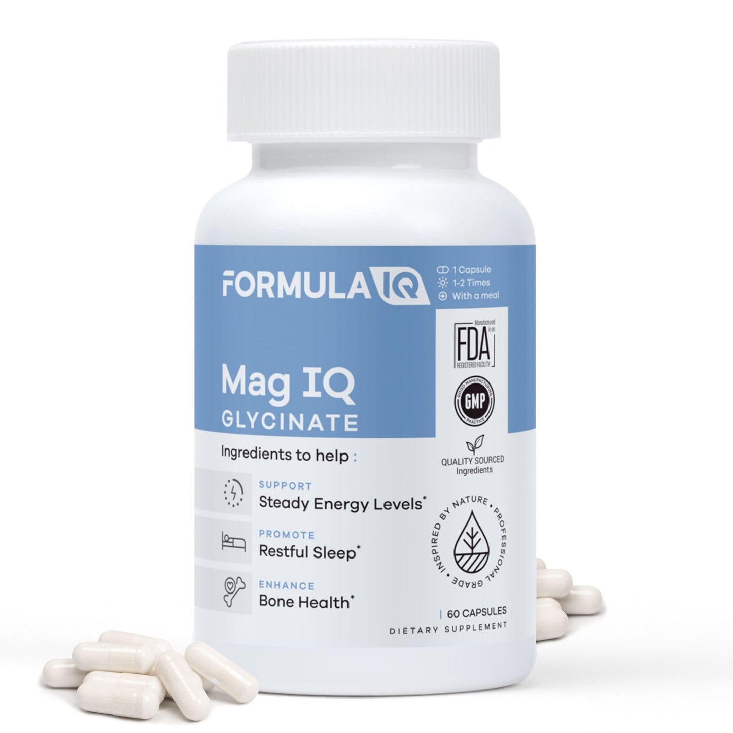 FIQ Magnesium Glycinate Supplement, 60 Capsules