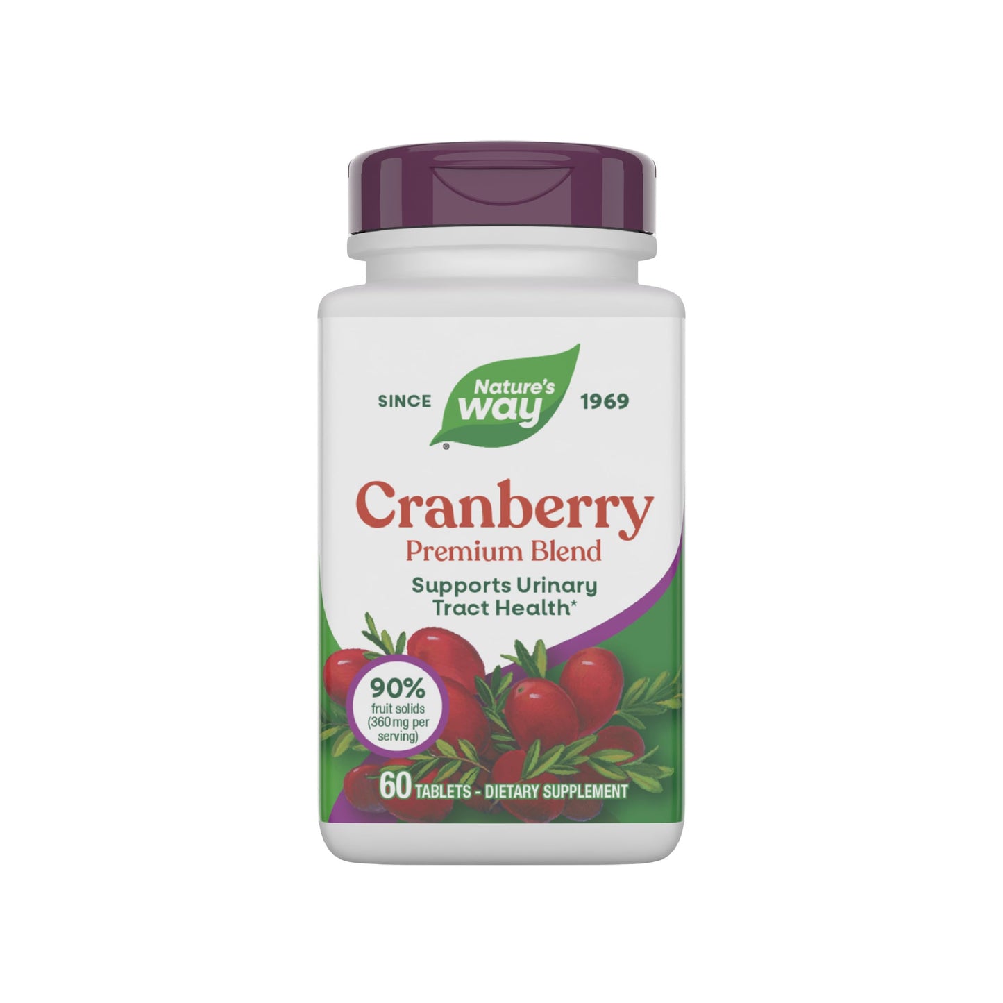 Nature's Way Premium Blend Cranberry Urinary Tract Health Support Supplement with Vitamin C, 60 Tablets