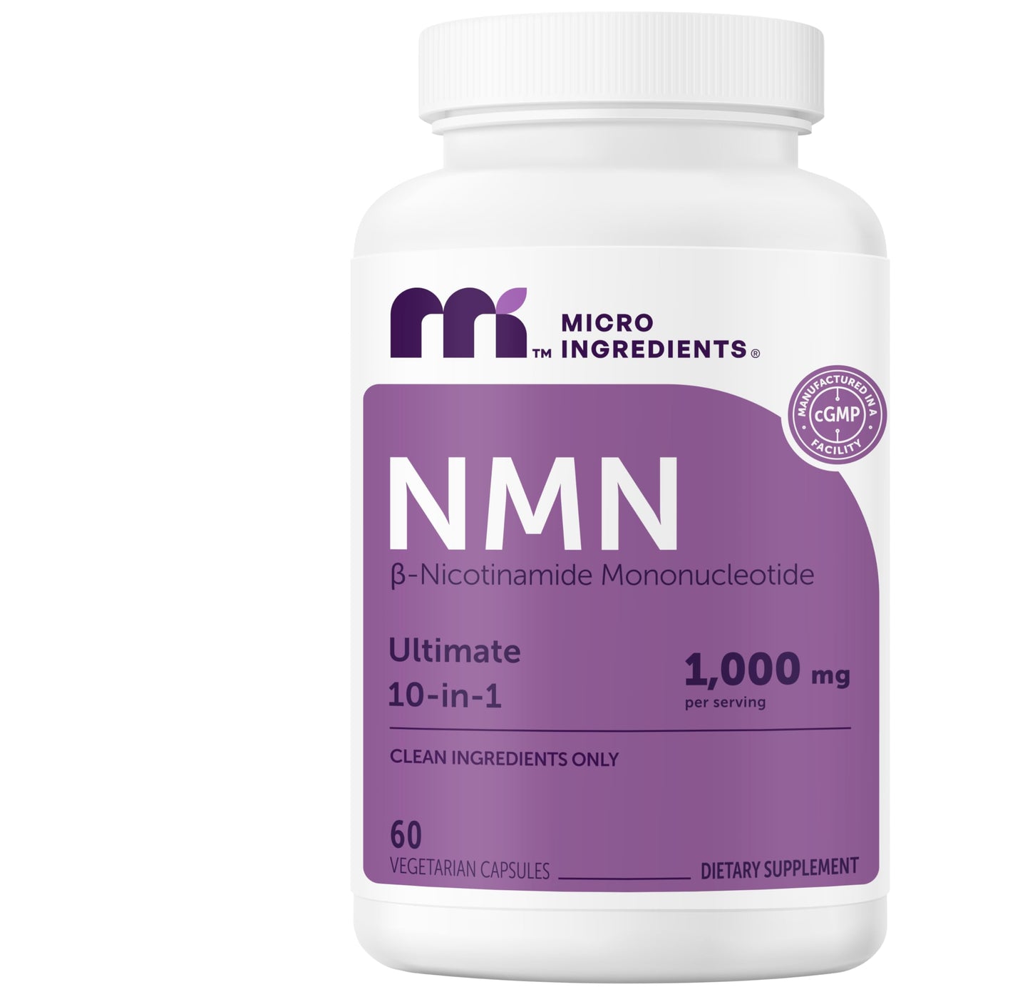 Micro Ingredients NMN Complex 1,000 mg Per Serving, 60 Veggie Capsules