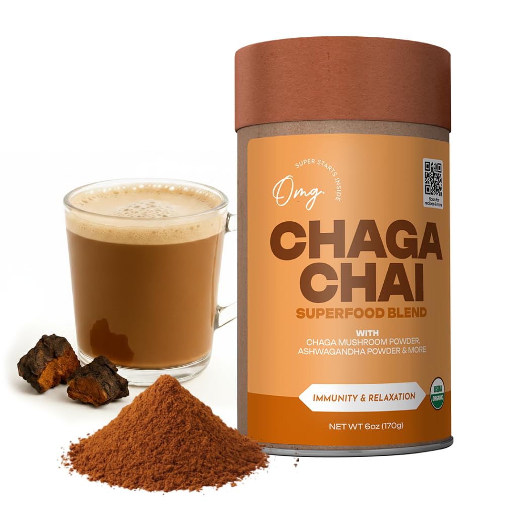 OMG! Organic Meets Good Superfoods Certified Organic Chaga Chai Instant Mix Powder, 8