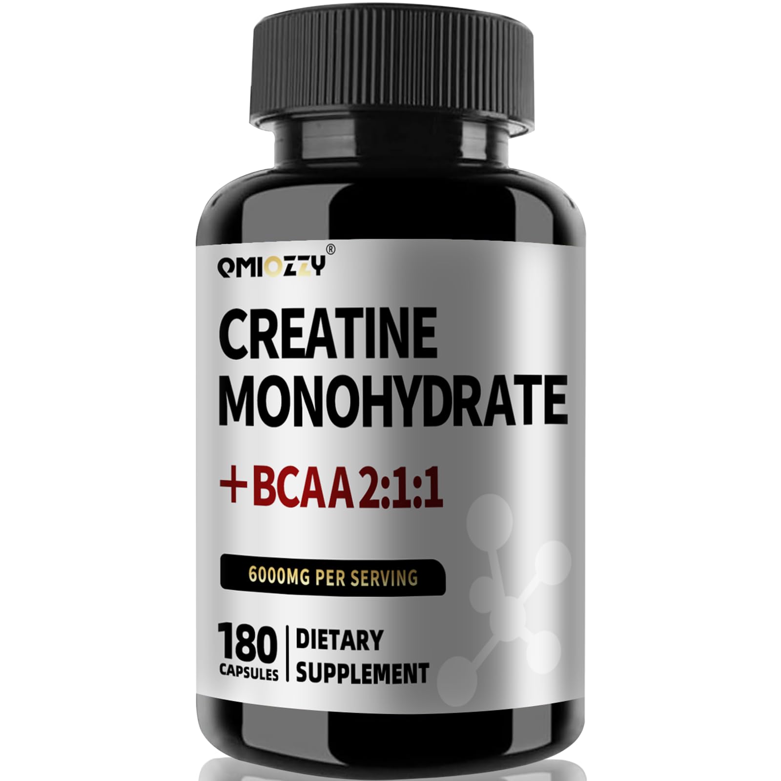Qmiozzy Micronized Creatine Monohydrate 6000MG Capsules with BCAA2:1:1, 120 Count