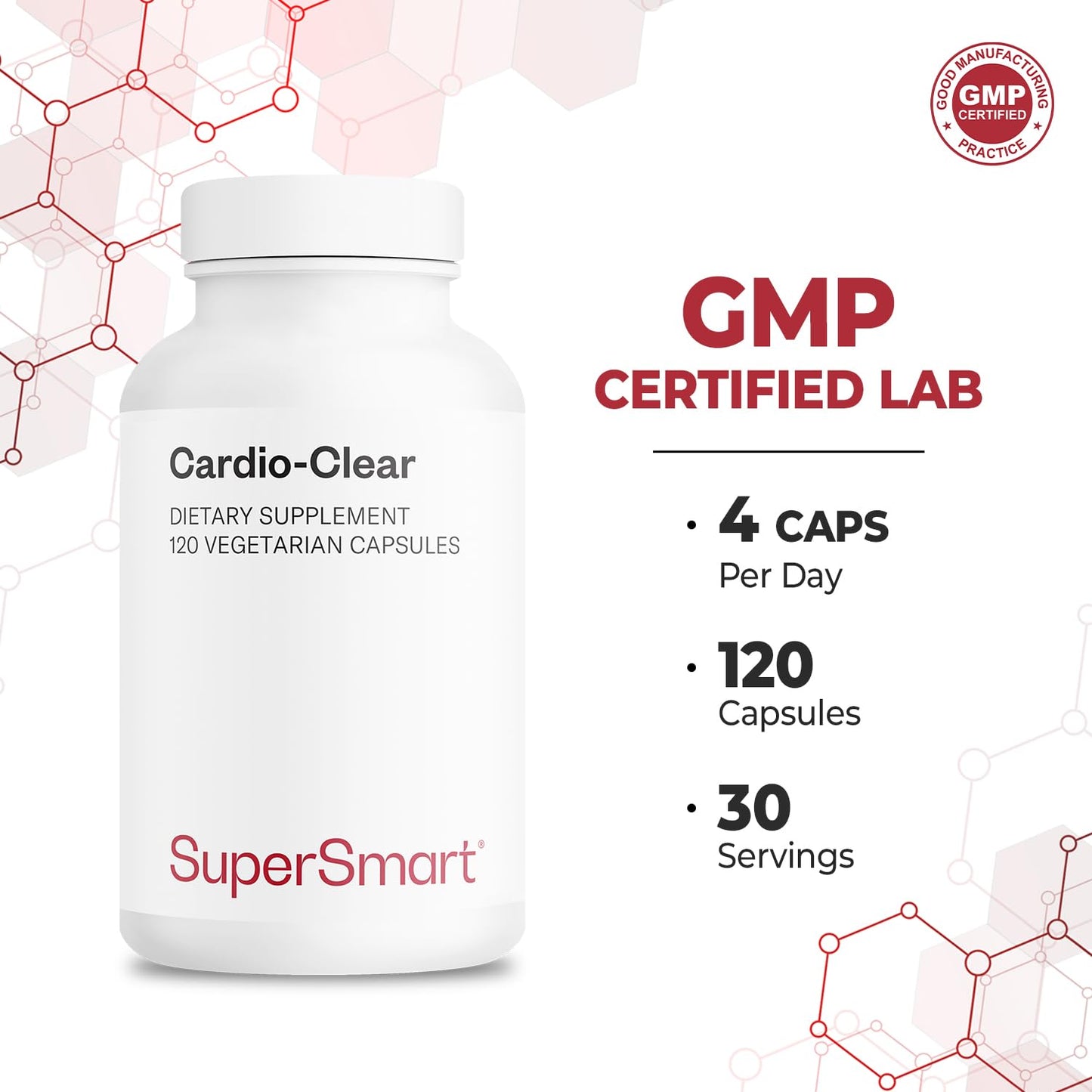 Supersmart Cardio Clear Garlic EDTA Supplement, 120 Vegetarian Capsules