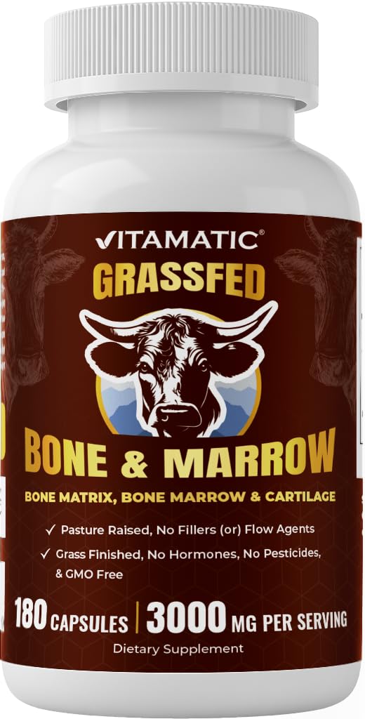 Vitamatic Grass-Fed Beef Bone & Marrow 180 Capsules