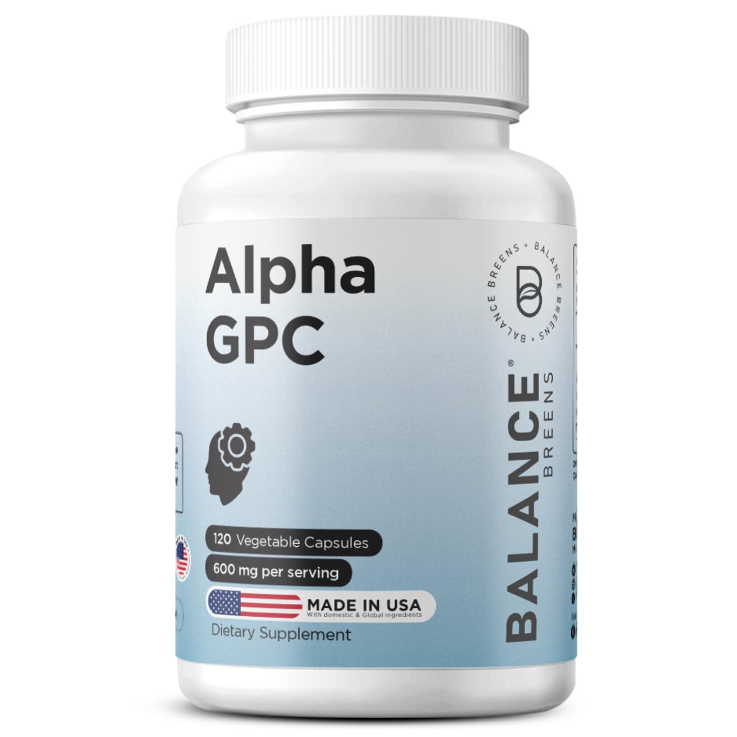 Balancebreens Alpha GPC Choline Supplement 600mg Capsules 120 Count