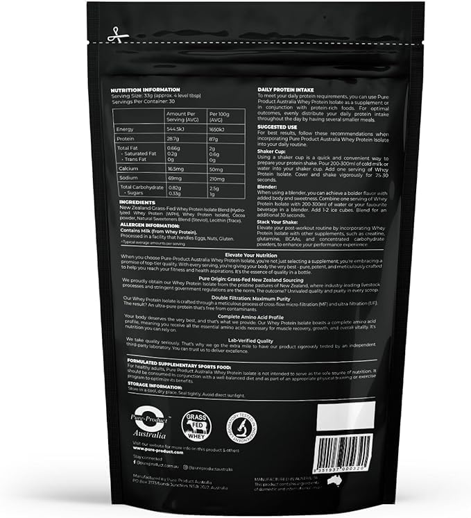 Pure Product Australia Whey Protein Isolate & Hydrolyzed Powder, 100% Premium Grass Fed, Non-GMO, Easy Digesting, Strawberry, 30 Servings