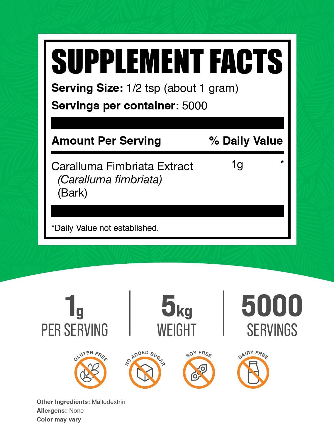 BulkSupplements Caralluma Fimbriata Extract Powder 176.19 oz (Pack of 5)