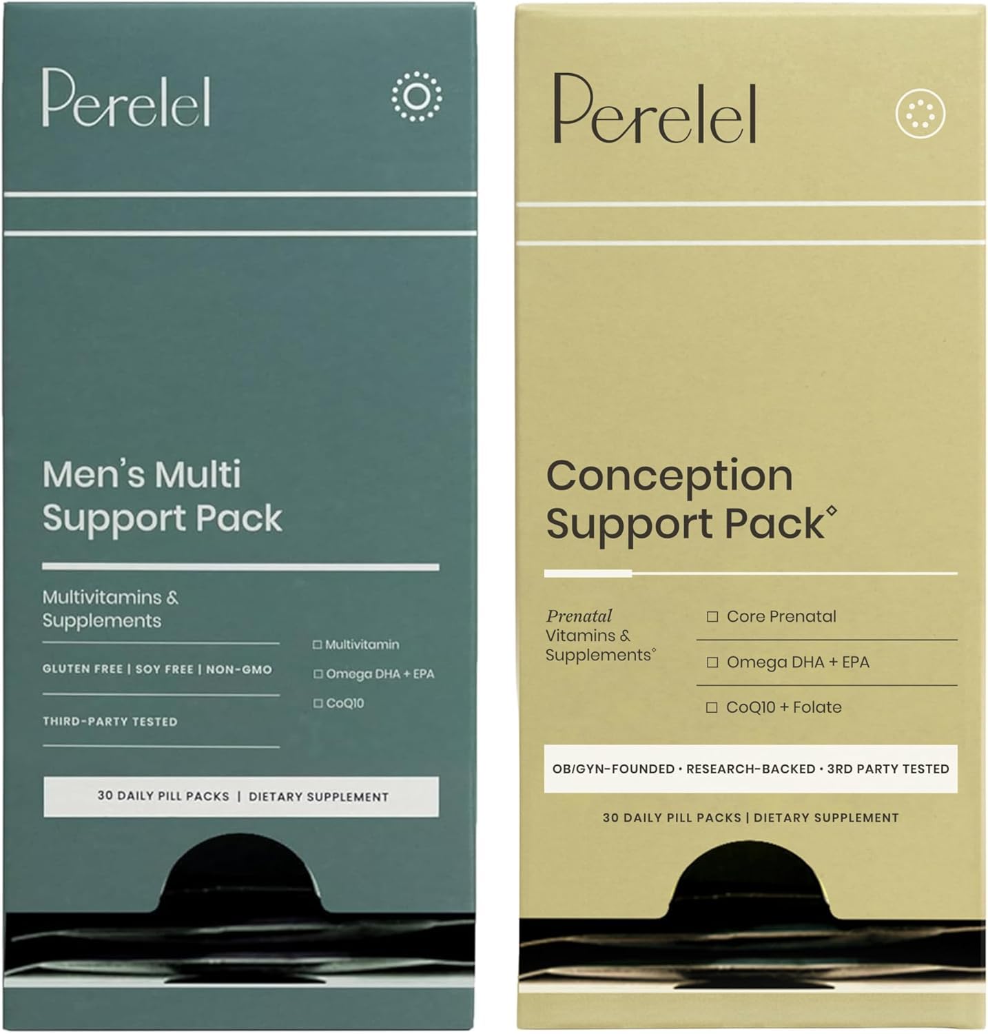 Perelel Conception Support & Men's Multi Support Bundle Prenatal Multivitamin for Fertility Wellness & Daily Multivitamin for Men's Wellness, 60 Capsules
