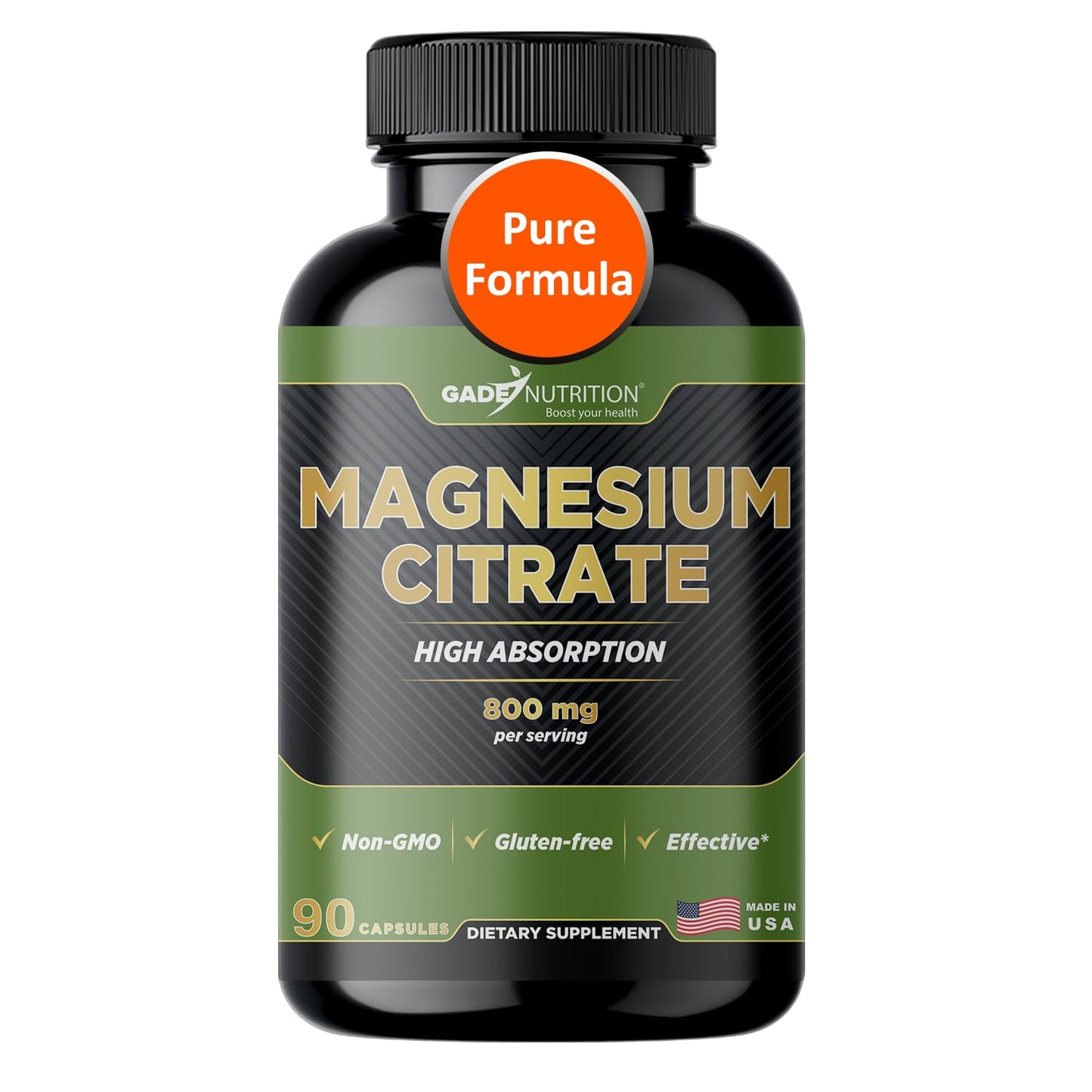 Gade Nutrition Pure Magnesium Citrate Supplement Capsule, 90 Count