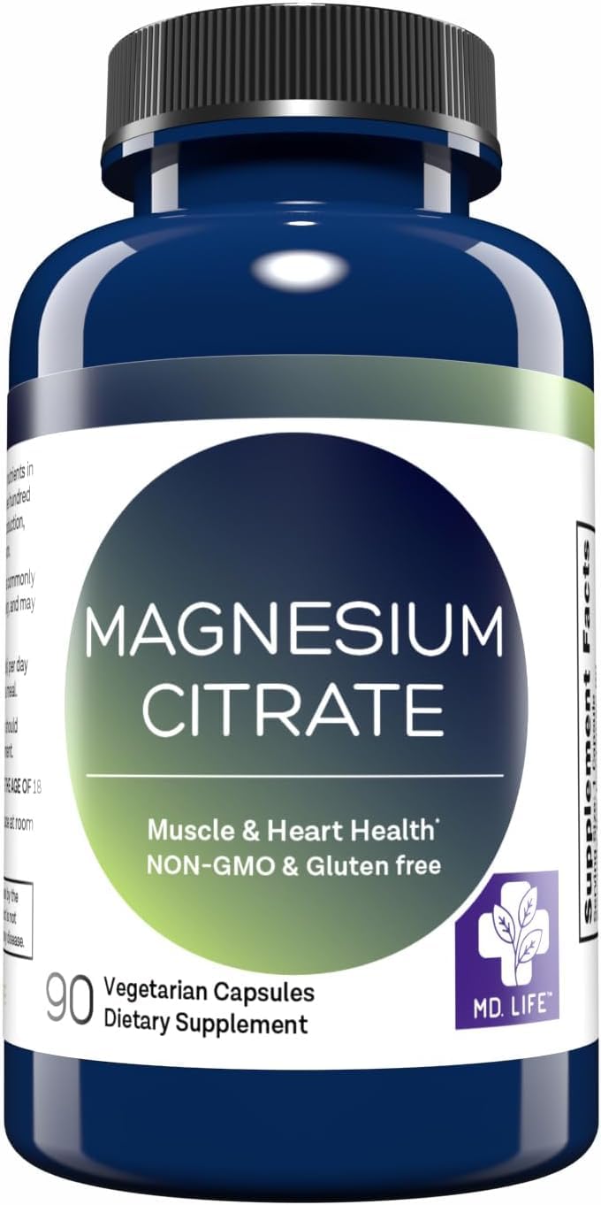 MD.LIFE Magnesium Citrate 250 mg Capsules, 90 Count