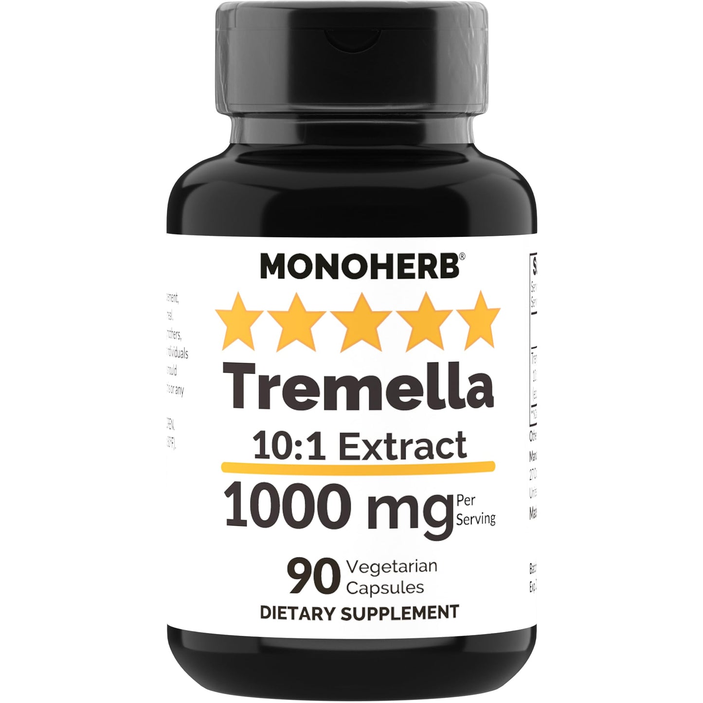 MONOHERB Tremella Mushroom Extract 1000 mg - 90 Vegetarian Capsules