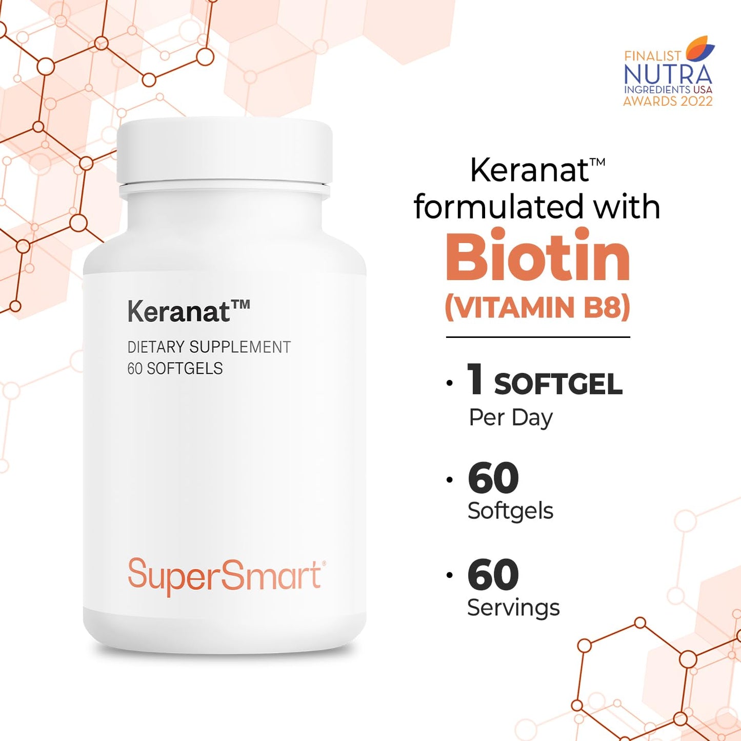 Supersmart Keranat Advanced Formula with Biotin Softgels, 60 Softgels