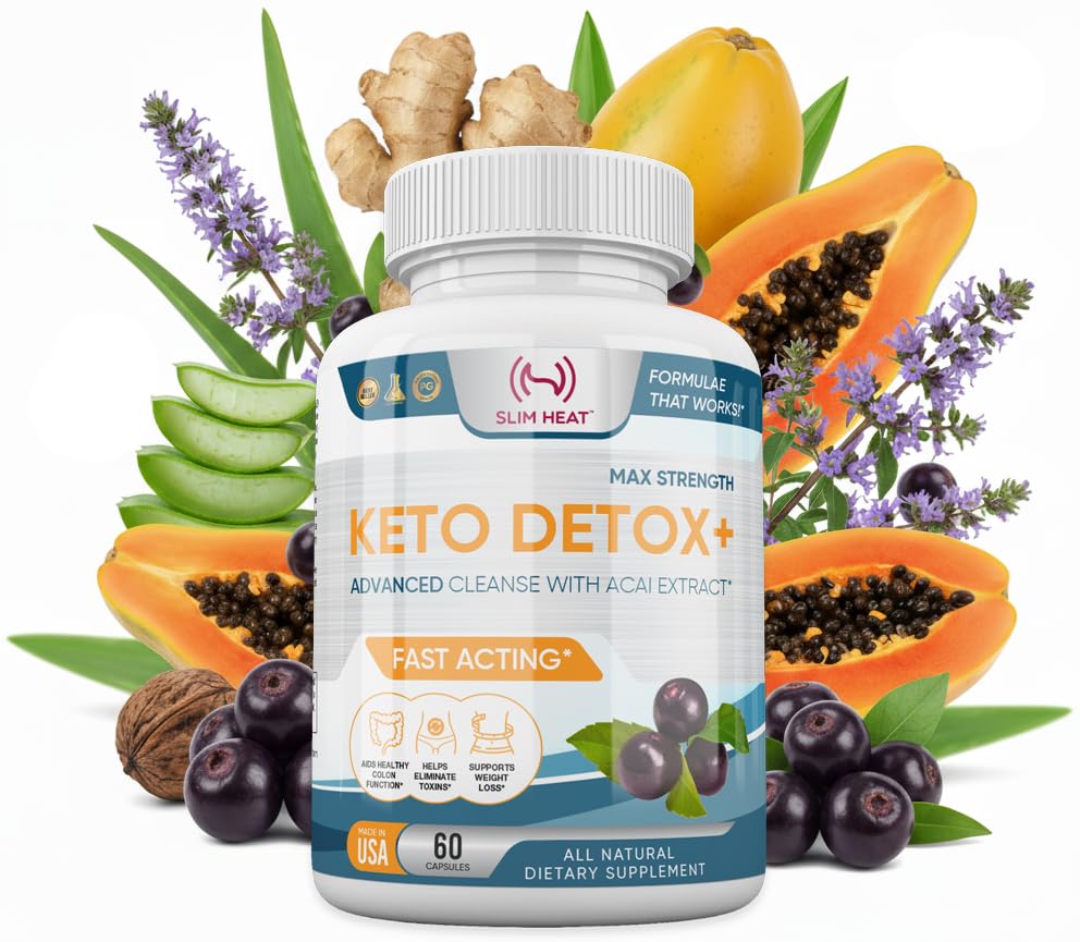 Slim Heat Keto Detox+ Daily Colon Cleanse Capsules, 60 Count