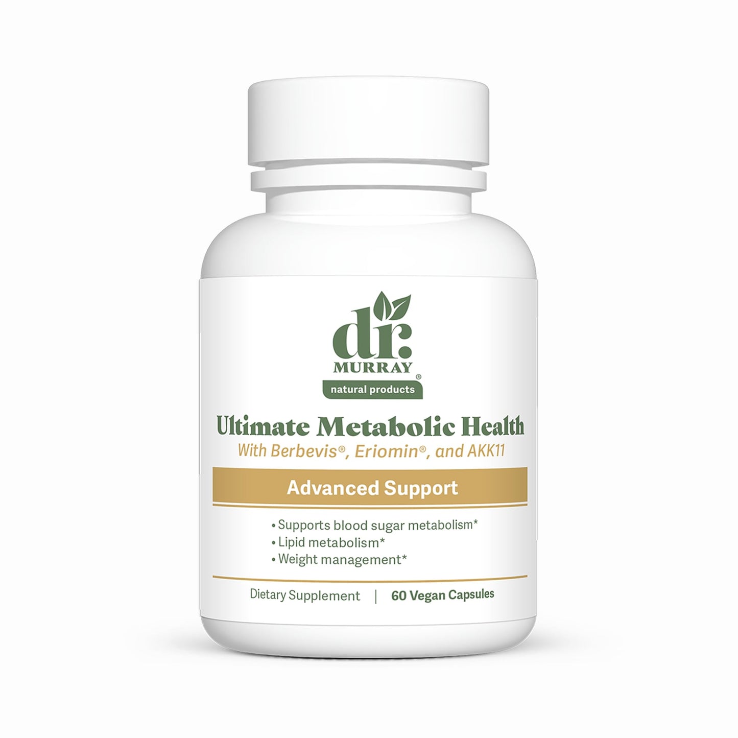 Dr. Murray Natural Products Ultimate Metabolic Health Berberine Phytosome + Eriomin Citrus Flavonoids + Ceylon Cinnamon + Akkermansia AKK11 Probiotic 60 Capsules