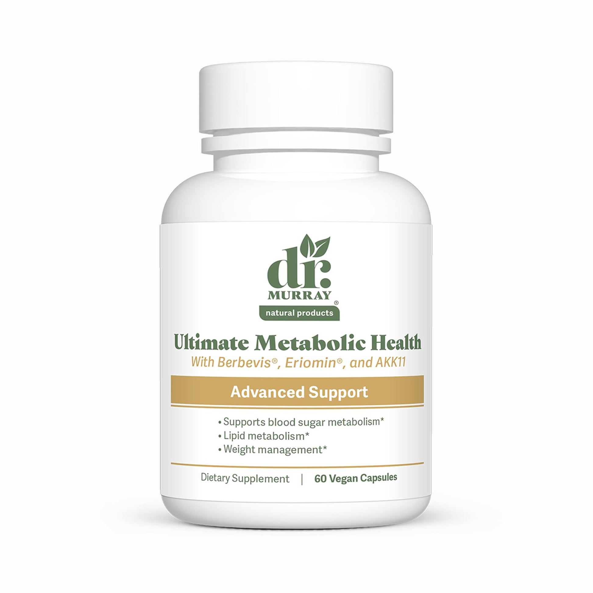Dr. Murray Natural Products Ultimate Metabolic Health Berberine Phytosome + Eriomin Citrus Flavonoids + Ceylon Cinnamon + Akkermansia AKK11 Probiotic 60 Capsules
