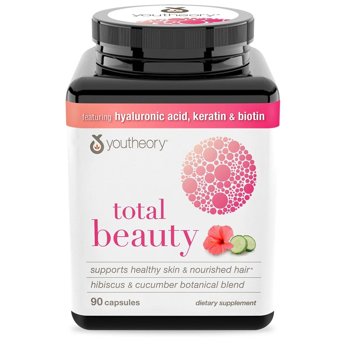 Youtheory Total Beauty Hibiscus and Cucumber Botanical Blend 90 Capsules