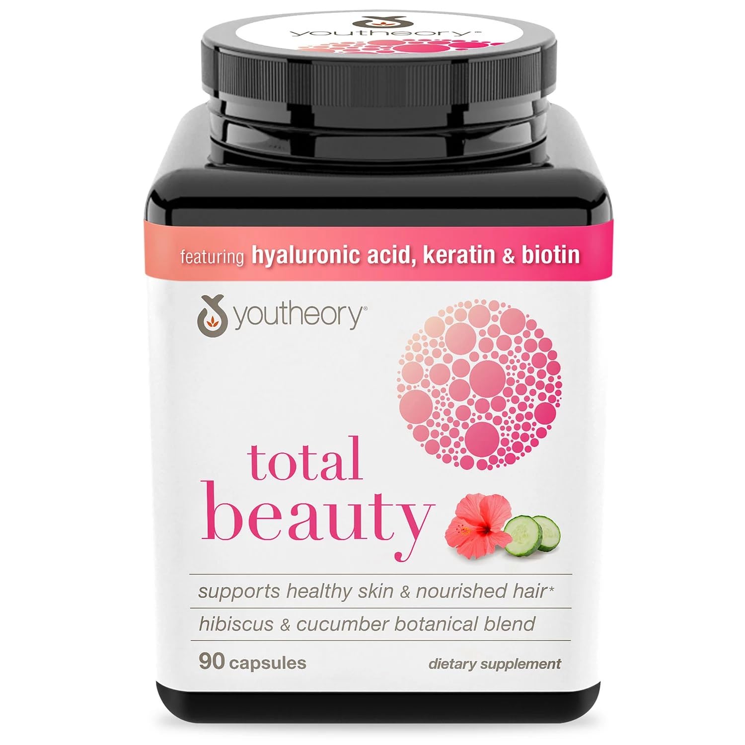 Youtheory Total Beauty Hibiscus and Cucumber Botanical Blend 90 Capsules