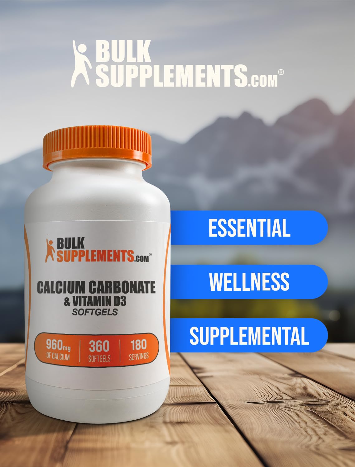 BulkSupplements Calcium Carbonate & Vitamin D3 Softgels 360 Count